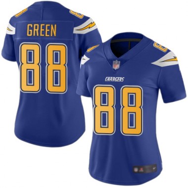 Los Angeles Chargers NFL Football Virgil Green Electric Blue Jersey Women Limited 88 Rush Vapor Untouchable